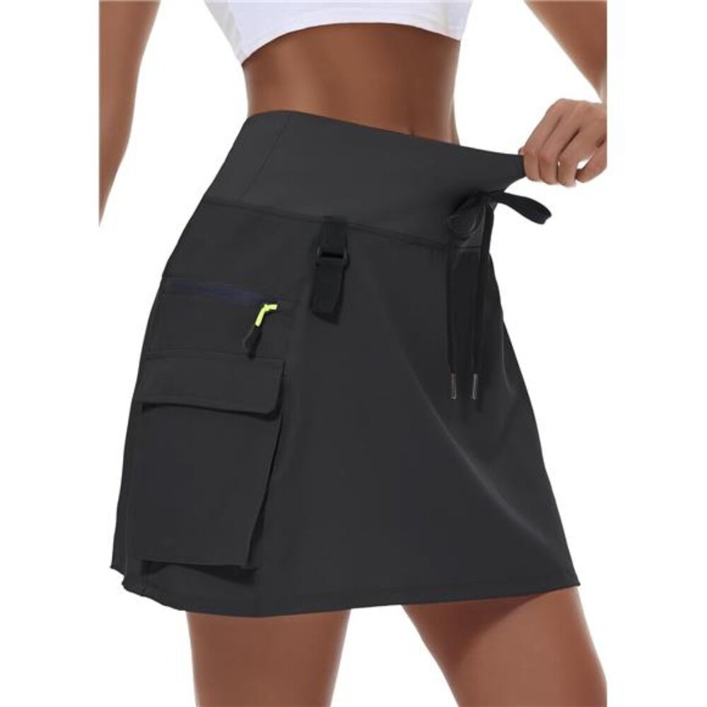 Women Hiking Skort Skirt High Waisted Quick Dry Golf Sport Workout Cargo Pockets